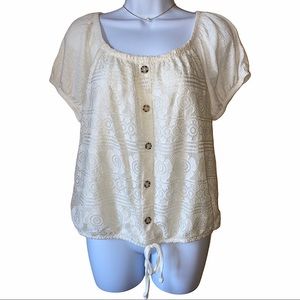 NOBO | Cream Laced Design With Buttons Blouse XL